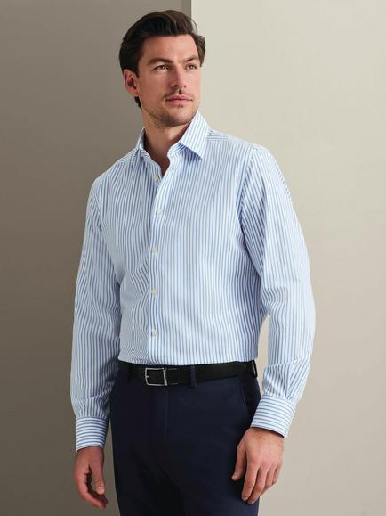 Charles Tyrwhitt Stripe Shirt, White/Blue, White  / Blue