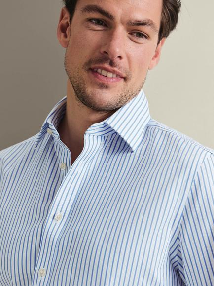 Charles Tyrwhitt Stripe Shirt, White/Blue - view 2, White  / Blue