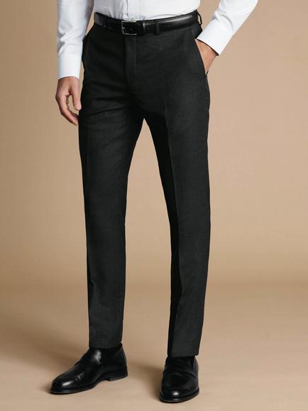 Charles Tyrwhitt Slim Fit Performance Super 120s Wool Trousers, Charcoal Grey - view 2, Charcoal Grey