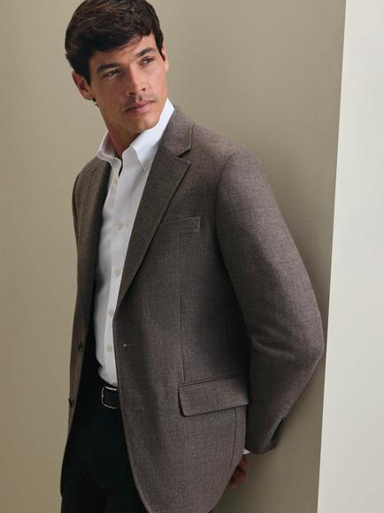 Charles Tyrwhitt Textured Wool Blazer, Taupe Brown