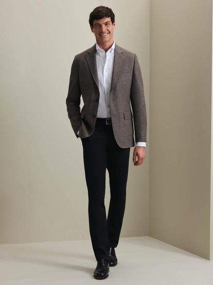 Charles Tyrwhitt Textured Wool Blazer - view 2, Taupe Brown
