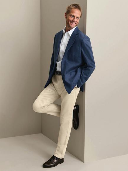 Charles Tyrwhitt Wool Silk Blend Blazer - view 2, Indigo Blue