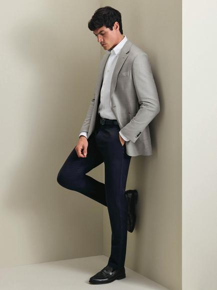 Charles Tyrwhitt Wool Silk Blend Blazer - view 2, Silver Grey