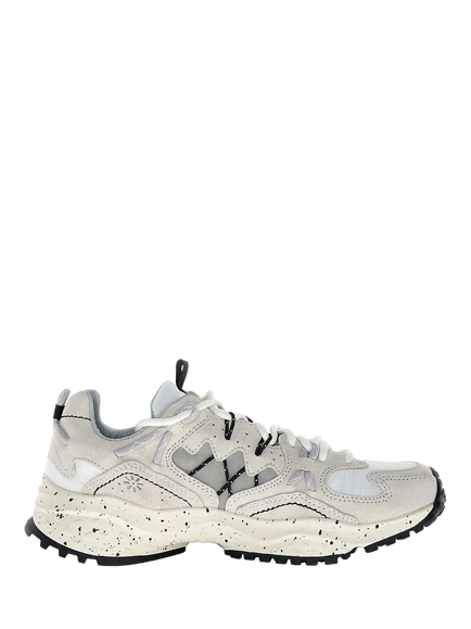Flower Mountain Yamabushi Suede Rich Lace-Up Trainers, Cream White Black, Cream White Black