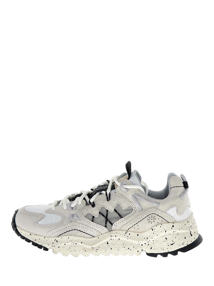 Flower Mountain Yamabushi Suede Rich Lace-Up Trainers, Cream White Black - view 2, Cream White Black