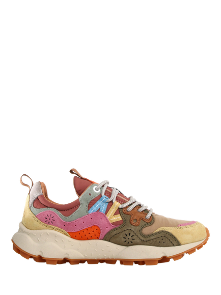 Flower Mountain Yamano 3 Lace Up Trainers, Cream Military Pink, Cream Military Pink