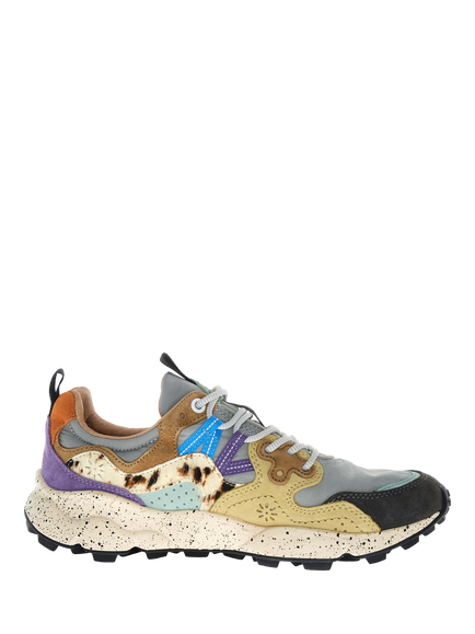 Flower Mountain Yamano 3 Suede Blend Pony Hair Lace-Up Trainers, Multi, Multi Multi