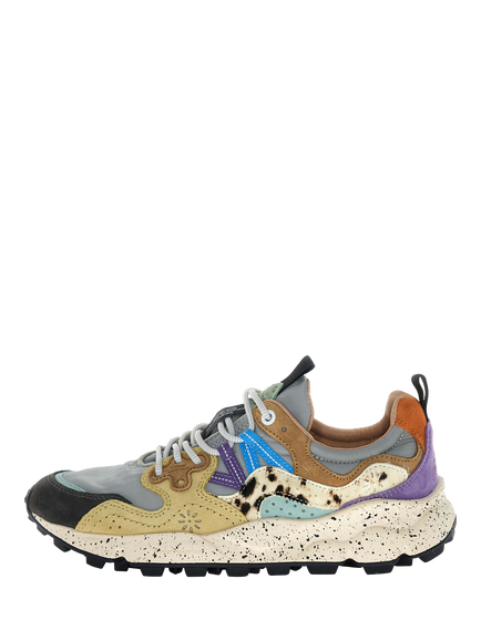 Flower Mountain Yamano 3 Suede Blend Pony Hair Lace-Up Trainers, Multi - view 2, Multi Multi