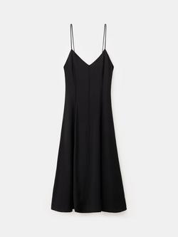 Mango Seam Detail Midi Slip Dress, Black, Black