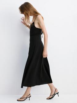 Mango Seam Detail Midi Slip Dress, Black - view 2, Black