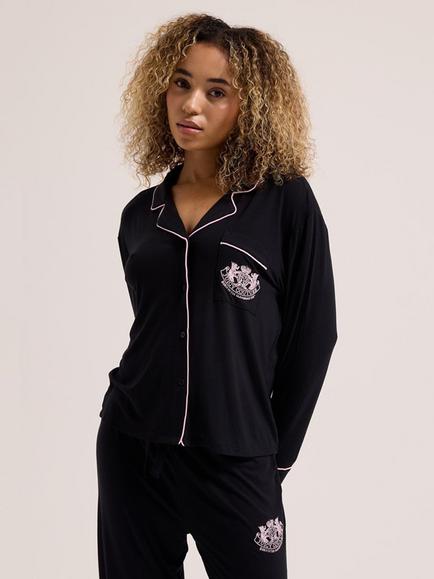 Juicy Couture Jersey Dog Crest Pyjama Set, Black, Black