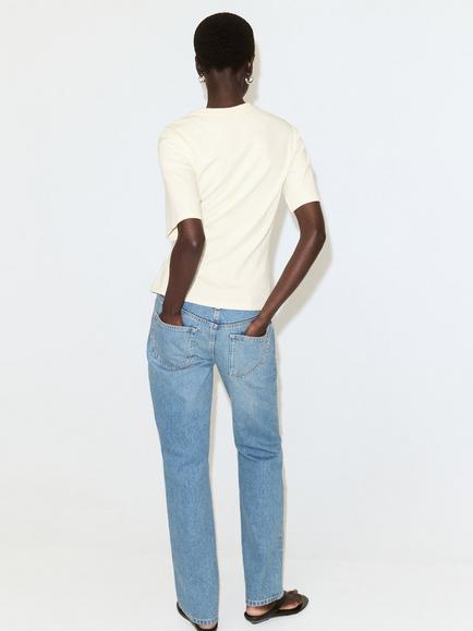 Mango Side-Knot Crew Neck T-Shirt, Vanilla - view 2, Vanilla