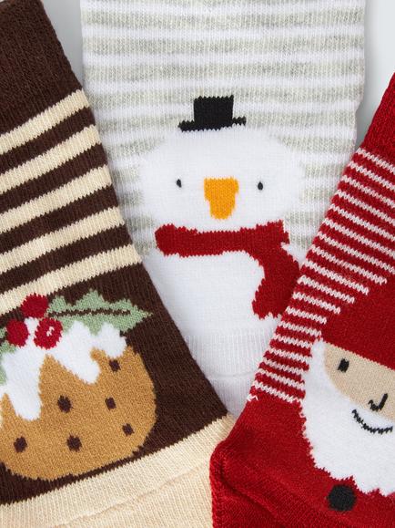 John Lewis Baby Christmas Socks, Pack of 3, Multi - view 2, Multi