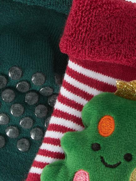John Lewis Baby Christmas Rattle Socks, Multi - view 2, Multi