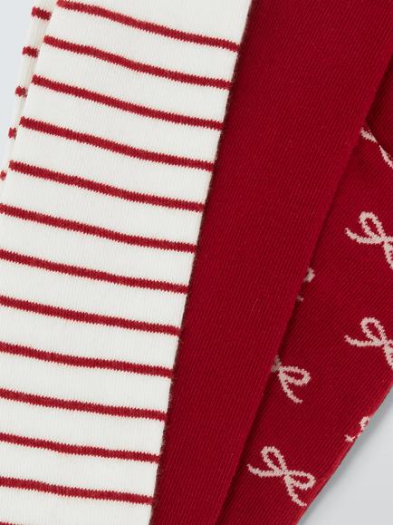 John Lewis Baby Organic Cotton Rich Festive Tights, Pack of 3, Multi - view 2, Multi
