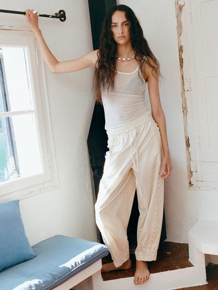 Mango Mid Rise Relaxed Jogger Trousers, Raw - view 2, Raw
