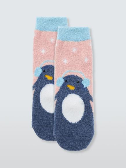 John Lewis Kids' Penguin Fluffy Socks, Multi, Multi