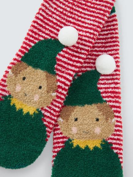 John Lewis Kids' Elf Fluffy Socks, Multi - view 2, Multi