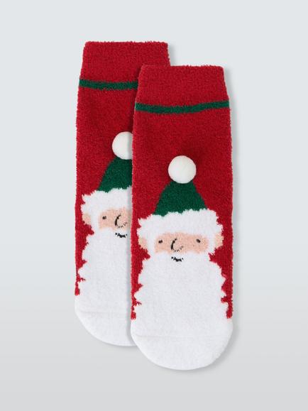 John Lewis Kids' Santa Fluffy Socks, Multi, Multi