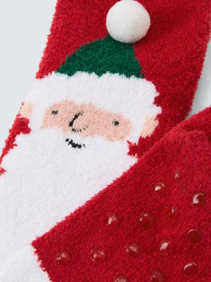 John Lewis Kids' Santa Fluffy Socks, Multi - view 2, Multi