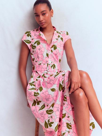 Boden Arabella Floral Midi Dress, Pink/Multi - view 2, Pink/Multi