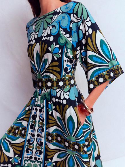 Boden Imelda Floral Kimono Dress, Navy/Multi - view 2, Navy/Multi