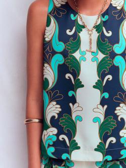 Boden Abstract Print Sleeveless Top, Ivory/Multi - view 2, Ivory/Multi