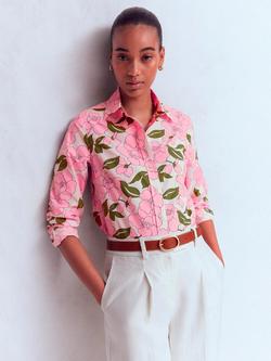 Boden Sienna Cotton Floral Shirt, Pink/Multi, Pink/Multi