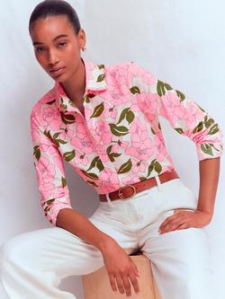 Boden Sienna Cotton Floral Shirt, Pink/Multi - view 2, Pink/Multi