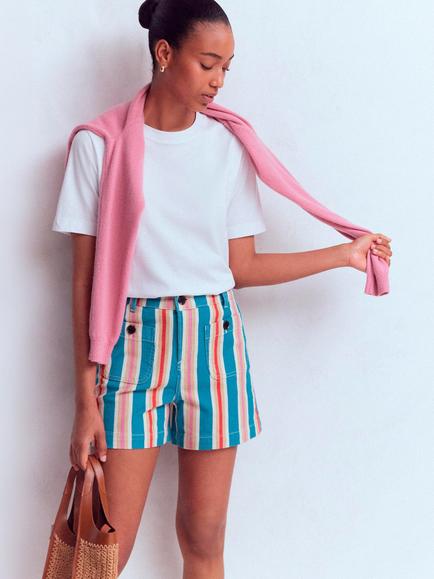 Boden Primrose Cotton Rich Denim Shorts, Multi, Multi