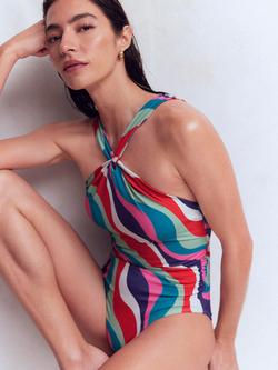 Boden Abstract Halterneck Swimsuit, Multi - view 2, Multi