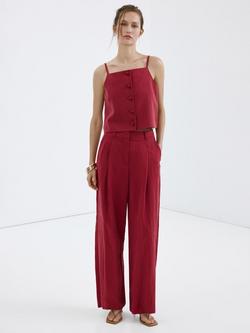 Mango Bonnie Square Neck Button-Front Camisole, Red, Red