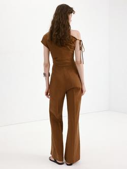 Mango Asymmetric One Shoulder Jumpsuit, Tobacco - view 2, Tobacco