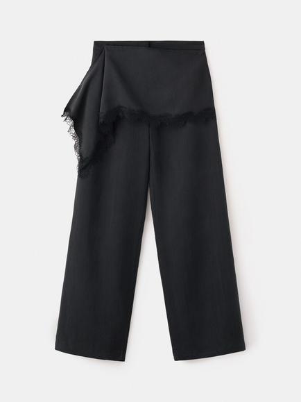 Mango High Waisted Draped Overlay Trousers, Black, Black