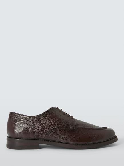 John Lewis Mayfair Leather Moc Toe Derby Shoes, Brown, Brown