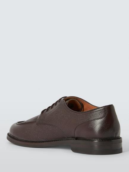 John Lewis Mayfair Leather Moc Toe Derby Shoes, Brown - view 2, Brown