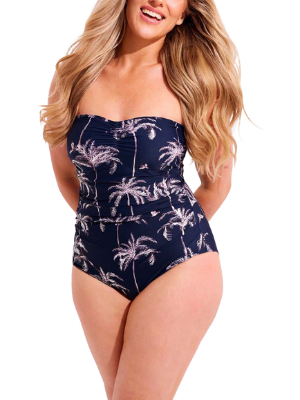 Seaspray Sahara Foil Gathered Bandeau Swimsuit, Blue Navy
