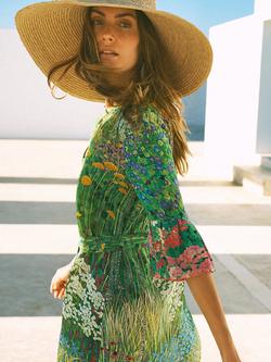 NRBY x Susan Entwistle Zafia Pure Silk Garden Path Print Dress, Green/Multi - view 2, Green/Multi
