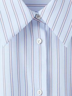 Mango Relaxed Embellished Striped Shirt, Sky Blue - view 2, Sky Blue
