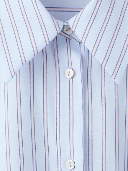 Mango Relaxed Embellished Striped Shirt, Sky Blue - view 2, Sky Blue