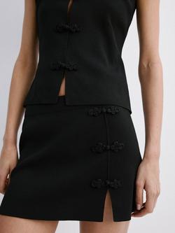 Mango Side Split Mini Skirt, Black, Black