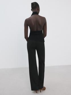 Mango Sculptural Drape Halterneck Knit Top, Black - view 2, Black