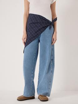 HUSH Oversized Cotton Scarf, Navy - view 2, Navy