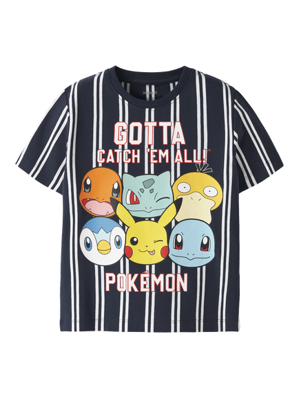 NAME IT Kids' Cotton Short Sleeve Pokémon T-Shirt, Navy Blazer, Navy Blazer