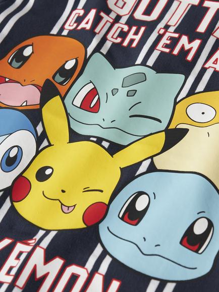 NAME IT Kids' Cotton Short Sleeve Pokémon T-Shirt, Navy Blazer - view 2, Navy Blazer