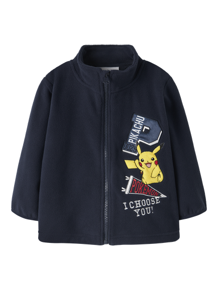 NAME IT Kids' Pokémon Graphic Zip Fleece, Navy Blazer, Navy Blazer