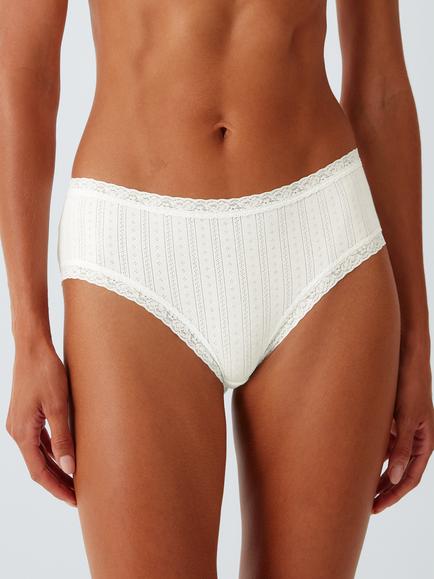 John Lewis Pointelle Shorty Knickers, Pack of 3, Black/Ivory - view 2, Black/Ivory