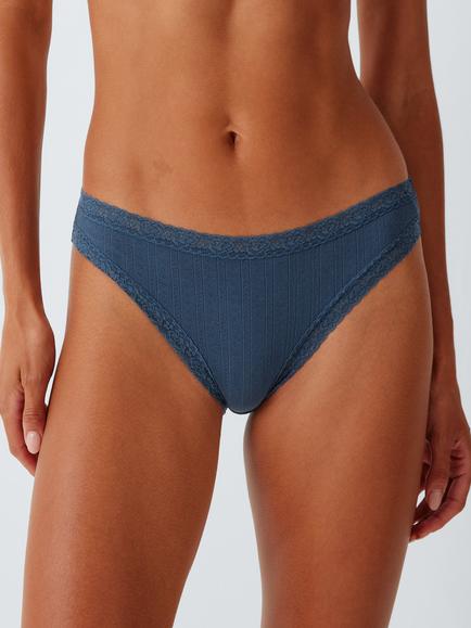 John Lewis Pointelle Bikini Knickers, Pack of 3, Black/Ivory - view 2, Black/Ivory