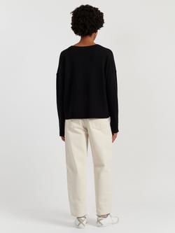 Chinti & Parker Wool Rich Ultra Light Relaxed Jumper, Black - view 2, Black