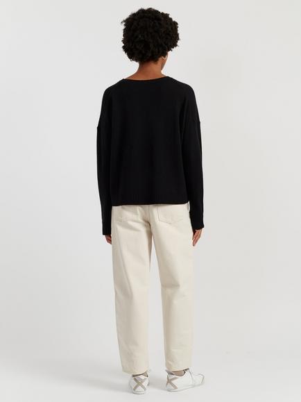 Chinti & Parker Wool Rich Ultra Light Relaxed Jumper, Black - view 2, Black